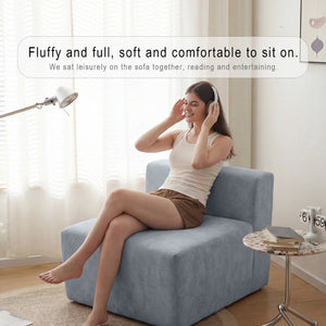 English Elm Cube Velvet Lounge Chair Dense Foam Compact Seat for Bedroom or Studio Apartment W3670P355744