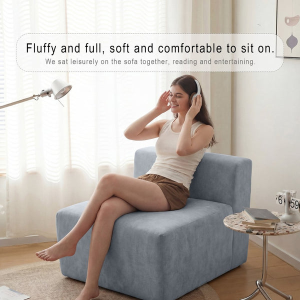 English Elm Cube Velvet Lounge Chair Dense Foam Compact Seat for Bedroom or Studio Apartment W3670P355744