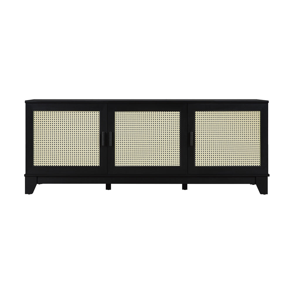 English Elm Sheridan 63" TV Stand with Soft-Close Doors, Cable Management, Solid Wood Legs and Handles Black B365P397912