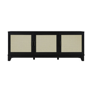 English Elm Sheridan 63" TV Stand with Soft-Close Doors, Cable Management, Solid Wood Legs and Handles Black B365P397912