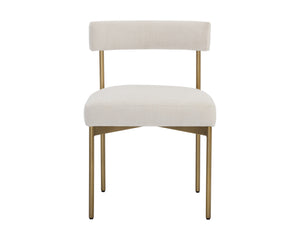 Sunpan Seneca Dining Chair Set of 2 - Modern Open Back Design with Stylish Steel Frame for Contemporary Homes Antique Brass / Danny Ivory