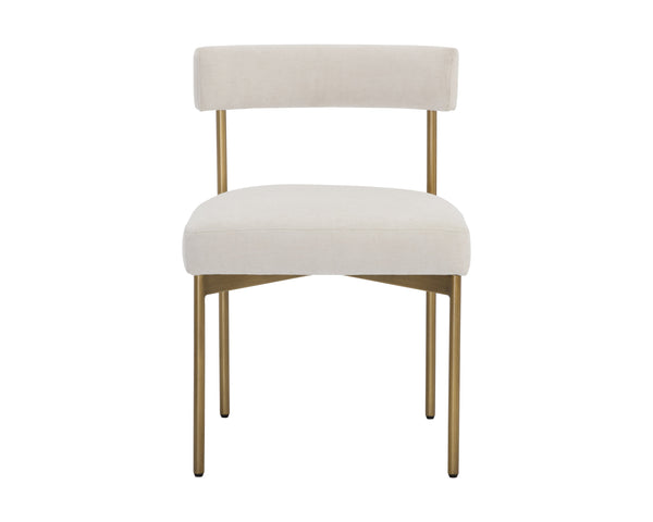 Sunpan Seneca Dining Chair Set of 2 - Modern Open Back Design with Stylish Steel Frame for Contemporary Homes Antique Brass / Danny Ivory