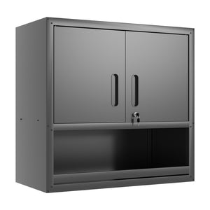 English Elm Metal Wall Mounted Steel Cabinet Locking Doors Open Drawer Garage Workshop Storage T2398P374169