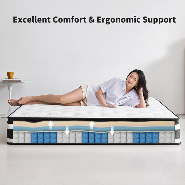 English Elm 12 Inch King Hybrid Mattress Pocket Springs Certified Foam Breathable Knit Cover W3017P301132