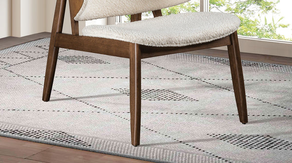 English Elm Modern Mid-Century Accent Chair Walnut Frame Beige Upholstery, Wingback Comfort for Living Room B2741P340577