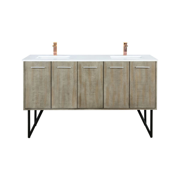 English Elm Rustic Acacia Double Bath Vanity With Cultured Marble Top & Rose Gold Faucet For Modern Elegance B2731P259702-GIGA