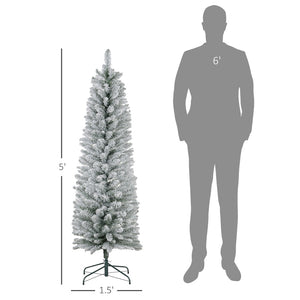 English Elm Pencil Slim Flocked Christmas Tree with Snow Dusted Branches for Entryways T3971P419924