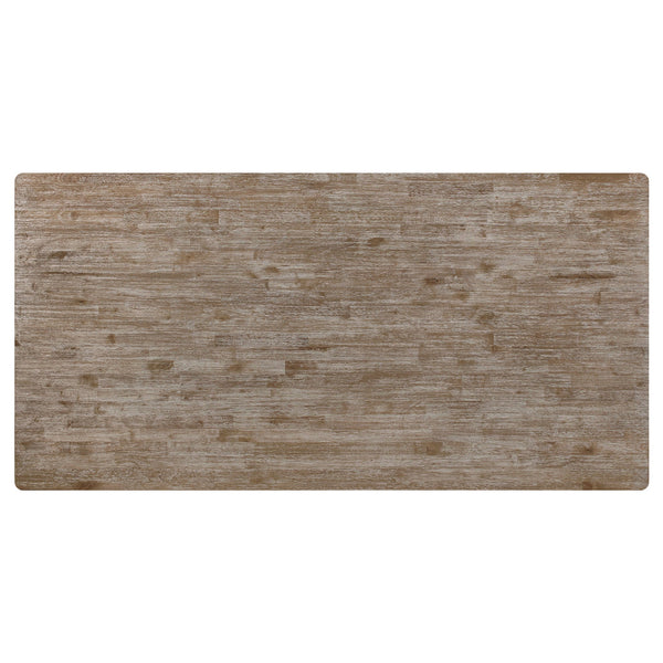 English Elm Kavita Brown Brushed Dining Table with Turned Legs and Curvy Apron — Modern Farmhouse 78.75" Long Centerpiece B062P358452