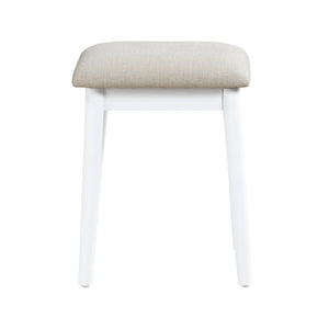 English Elm Beautiful LED Vanity Dresser with Touch Mirror and Padded Stool, Luxe Wood Finish, Brass Pulls, Storage White 33.75 L x 21.75 W x 13.25 H B011P347851