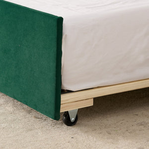 English Elm Twin Linen Tufted Daybed with Pop up Trundle and Usb Port for Guest Rooms Green W1413S00130