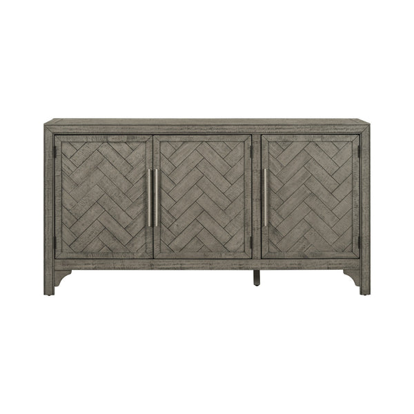 English Elm U_Style Versatile Storage Cabinet Sideboard with Solid Pine Legs, Adjustable Shelves, 275 lb Top Capacity Gray WF531505AAE