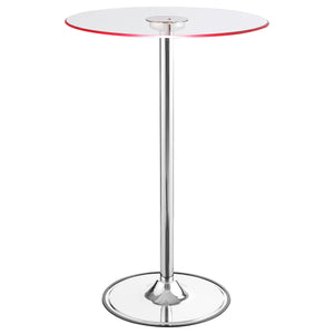 English Elm Indra Chrome Glass Top LED Bistro Bar Table with Dimmable Warm LED, Sturdy Metal Frame, 42" H B062S00666