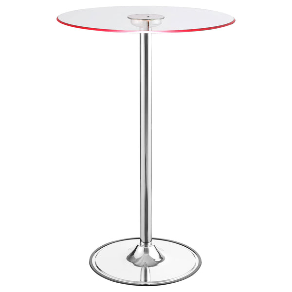 English Elm Indra Chrome Glass Top LED Bistro Bar Table with Dimmable Warm LED, Sturdy Metal Frame, 42" H B062S00666