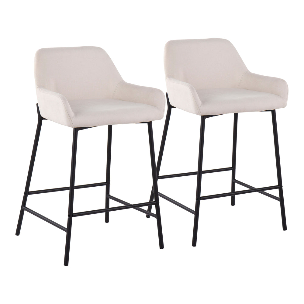 English Elm Daniella Industrial Counter Stools - Set Of 2 With Black Metal Frame & Cream Fabric For Style & Comfort B202S00043