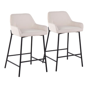 English Elm Daniella Industrial Counter Stools - Set Of 2 With Black Metal Frame & Cream Fabric For Style & Comfort B202S00043