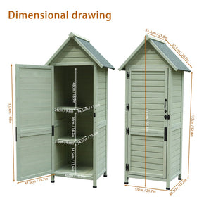 English Elm Outdoor Solid Fir Vertical Storage Shed with Lockable Door Asphalt Roof and Two Shelves W1431P483789