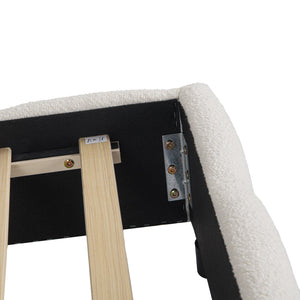 English Elm Christopher Knight Home® - King Boucle Platform Bed King Size Upholstered Bed with Curved Headboard, Beige Luxury & Sturdiness N757P284560I