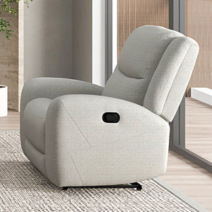 English Elm Beige Manual Recliner - Transitional Style With High-Density Foam, Contoured Arms & Wide Seat Comfort B2741P385046