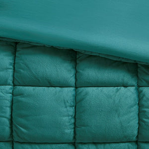 English Elm Full/Queen Plush Velvet Comforter Set with Box Quilting & Down Alternative Fill for Cozy Bedrooms Teal 22.05 L x 19.68 W x 14.57 H B035P203241