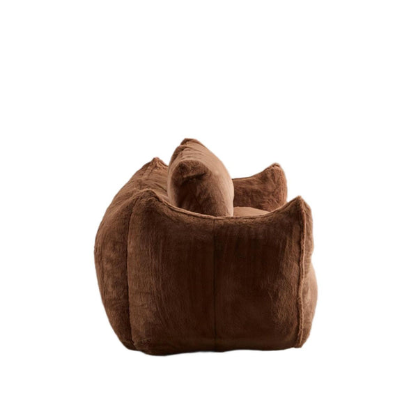 English Elm Giant Ultra Soft Fluffy Loveseat Bean Bag Sofa for Adults, Oversized Shredded Foam Couch with Pillows Brown W3723P353895