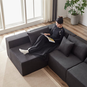 English Elm 104-Inch Corduroy Modular L Shaped Sectional Sofa with Plush Foam, No Assembly, Versatile Lounge Black W834S00387