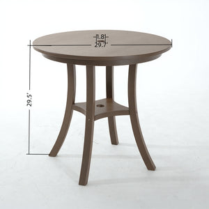 English Elm 3-Piece HDPE Outdoor Dining Set with Round Table and 2 Armless Chairs, Weatherproof Compact Bistro Antique Dark Oak W3566S00021