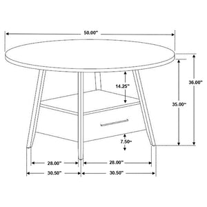 English Elm Arunda Round Counter Height Dining Table Oak Grain Top with Storage Drawer Seats Four B062S01532