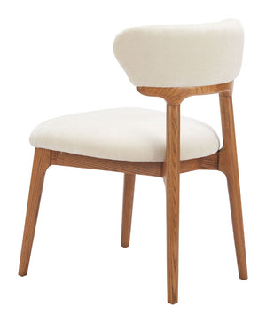 Cedar Dining Chair Set of 2 - Modern White & Walnut Design with Premium Fabric & Solid Wood