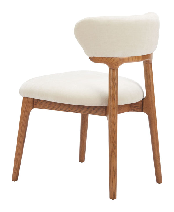 Cedar Dining Chair Set of 2 - Modern White & Walnut Design with Premium Fabric & Solid Wood