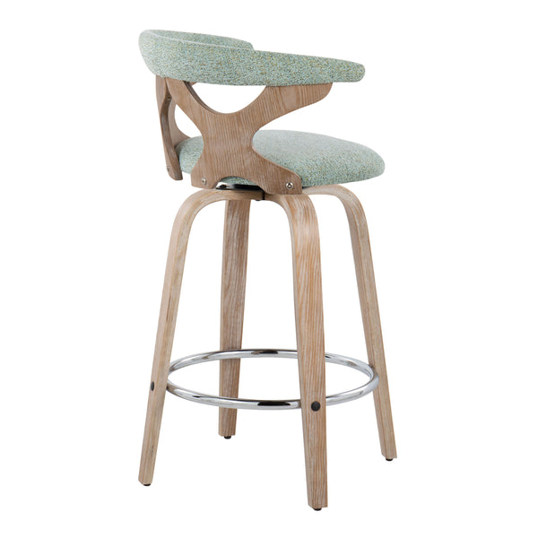 English Elm Gardenia Contemporary 26" Fixed-Height Swivel Counter Stool with Padded Fabric Seat and Chrome FootrestGardenia Contemporary 26" Fixed-Height Swivel Counter Stool with Padded Fabric Seat and Chrome Footrest Green B202S00294