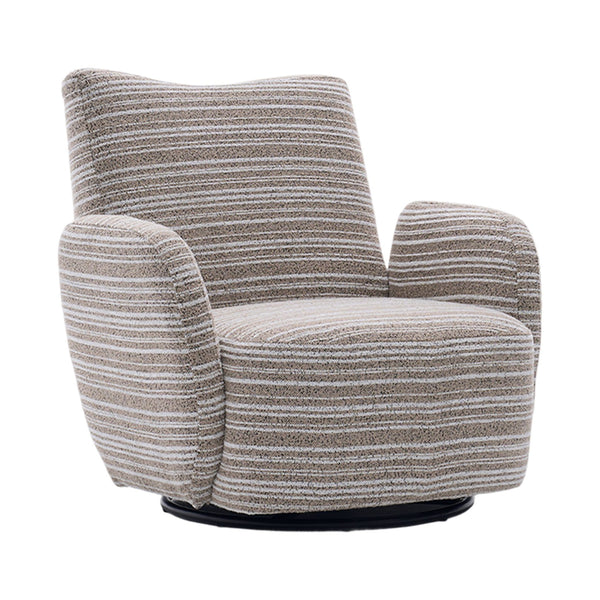 English Elm Modern Boucle 360° Swivel Leisure Chair with High‑Resilience Sponge, Supportive Curve, 550lb Capacity khaki W395P355481