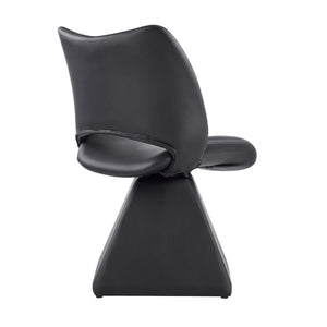 English Elm The Swivel Dining Chair with Hollow Cutout Back Faux Leather Hardwood Frame Modern Black W3612P436510