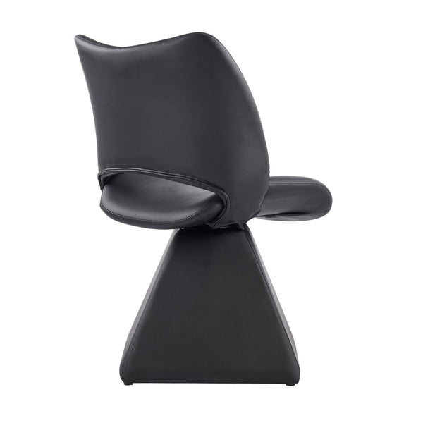 English Elm The Swivel Dining Chair with Hollow Cutout Back Faux Leather Hardwood Frame Modern Black W3612P436510