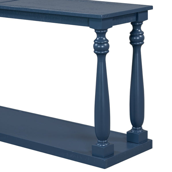 English Elm U_Style Vintage Wood Grain Console Table - Space-Saving Entryway Design With Tapered Legs & Shelf N711P256976V-GIGA