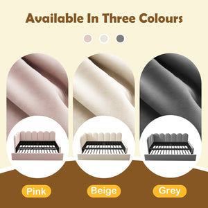 English Elm Upholstered Twin Daybed with Pull-Out Trundle, Velvet Upholstery, Metal Slatted Frame, 300lb Capacity Beige AA20362122B