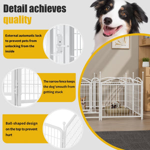 English Elm Dog Playpen 8 Panel Heavy Duty Iron Pet Enclosure Foldable Indoor Outdoor Exercise Pen W368P233997