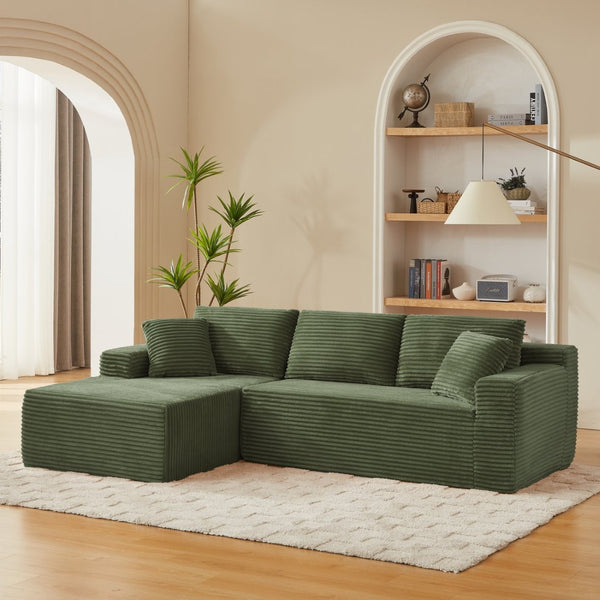 English Elm L-shaped Corduroy Sectional with Deep Cloud Seating for Living Room or Studio W2339S00121