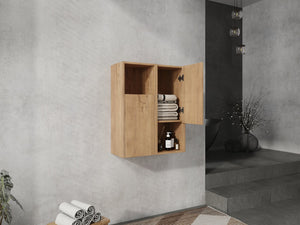 English Elm 24" Bathroom Side Cabinet - Wall-Mounted Design, Soft-Close Doors, Durable Plywood, Space-Saving Storage W999S00373