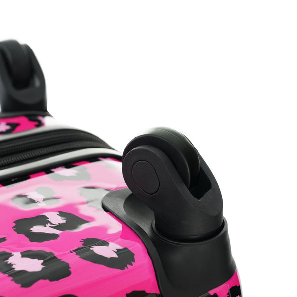 English Elm Hardshell Polycarbonate Luggage Set Three Piece Spinner Suitcases with Tsa Lock Hot Pink Leopard N732P218227H