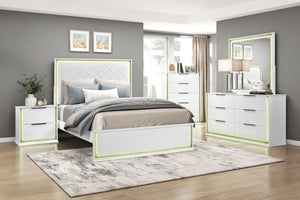 English Elm Contemporary White Lacquer Six Drawer Dresser with Led Lighting Glam Bedroom Storage B011P458600