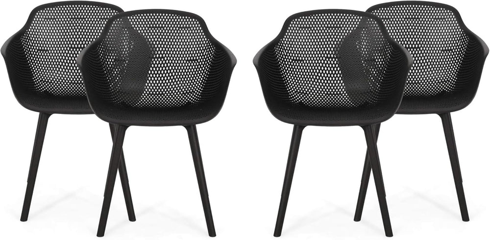 English Elm Lotus Outdoor Dining Chairs Set of 2 with Diamond Perforated Weather Resistant Design N776P417890B