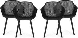 English Elm Lotus Outdoor Dining Chairs Set of 2 with Diamond Perforated Weather Resistant Design N776P417890B