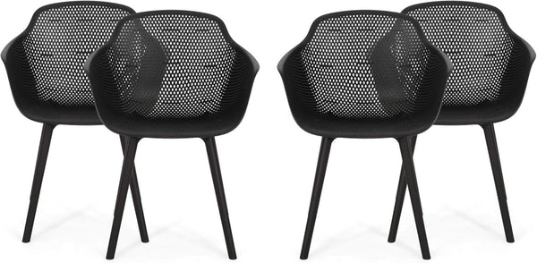 English Elm Lotus Outdoor Dining Chairs Set of 2 with Diamond Perforated Weather Resistant Design N776P417890B