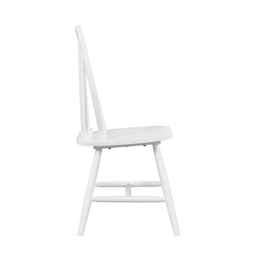 English Elm White Finish Side Chairs Set of 2 - Farmhouse Windsor Back Dining Chairs, Solid Wood, Casual Kitchen Seating B011P239557