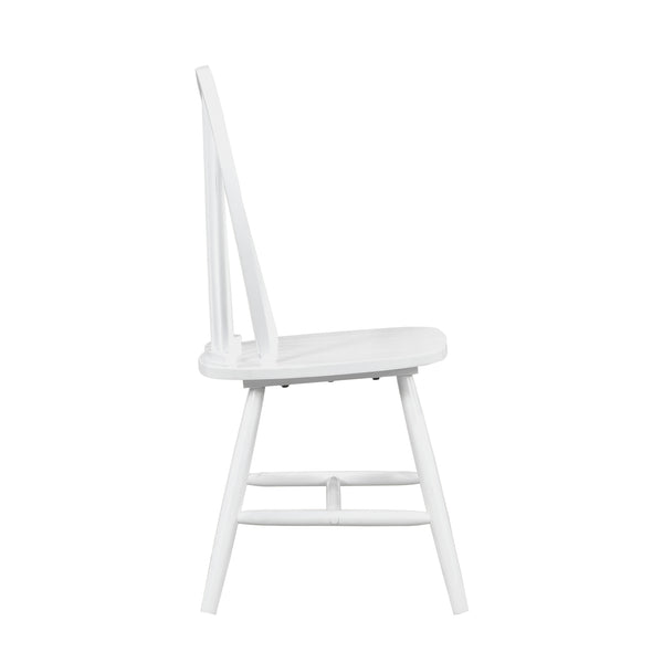 English Elm White Finish Side Chairs Set of 2 - Farmhouse Windsor Back Dining Chairs, Solid Wood, Casual Kitchen Seating B011P239557