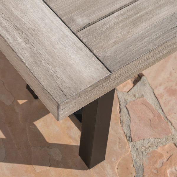 English Elm Christopher Knight Home® - Light Acacia Wood Outdoor Bench 66.5" Slat Top Industrial Design, Sandblast Grey Finish, Sturdy Metal Frame 54562.00MP1SGRY