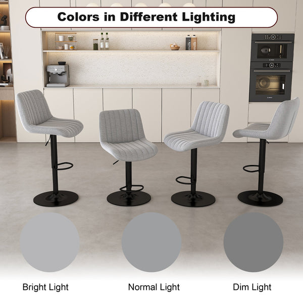 English Elm Swivel Modern Adjustable Bar Stools with 360° Rotation, Ergonomic Backrest, Soft Knit Seats Grey W2699P360245