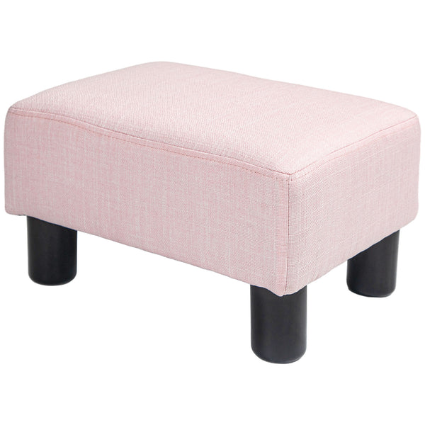 English Elm Homcom Compact Pink Ottoman Footrest, Stylish Linen Upholstered Cube Seat For Living Room Decor W2225P217638
