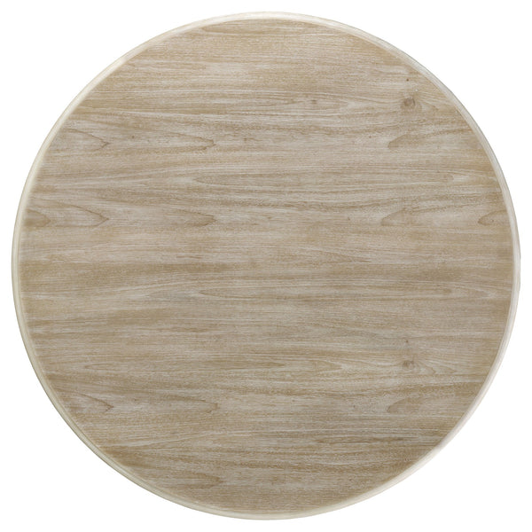English Elm Verdugo Elegant Whitewashed Round Dining Table with Curvy Pedestal Base, Half-Convex Edge, Compact Chic B062P358470