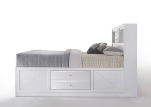 English Elm Ireland Storage Platform Bed Bookcase Headboard Eight Drawers Bedroom Organizer White B2726S00583